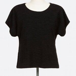 Elegant Black V-Neck Blouse  Classic Minimalist Top  Size M